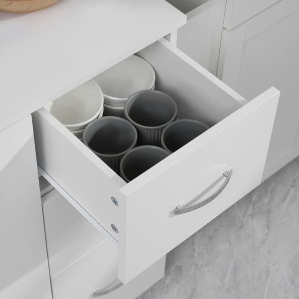 Fritstående køkkenskab, 89 x 39,5 x 168 cm, med tipsikring, skuffer, hylder, låger, justerbare hylder, MDF, hvid