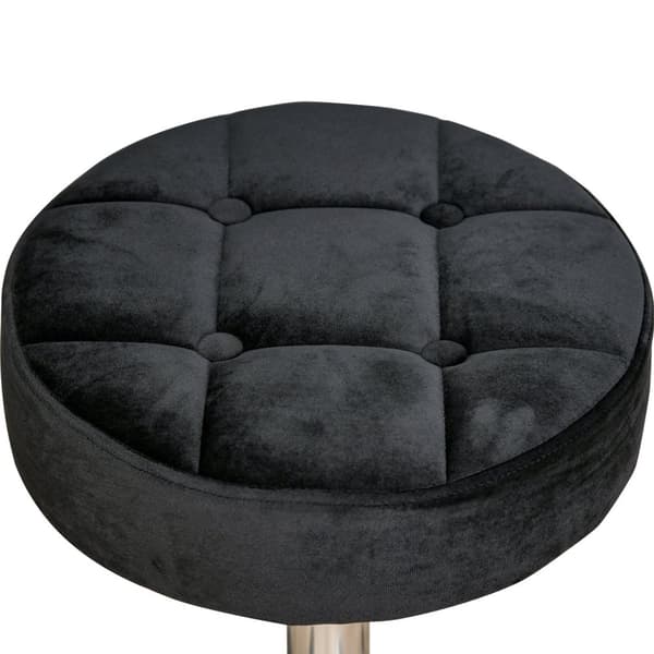 Salongstol med hjul Rullekrakk Høydejusterbar svingbar Salongkrakk Velvet Touch Foam Krom Base Svart 35 x 35 x 49-61 cm