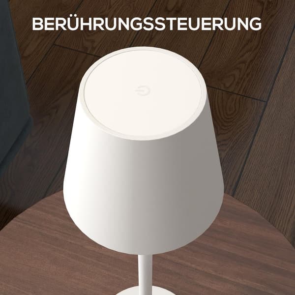 Bordslampa Uppladdningsbar USB-bordslampa med 3 ljusfärger, bärbar USB-sänglampa med pekbrytare för vardagsrum, metall, vit