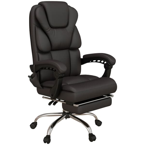 Höjdjusterbar kontorsstol med massagefunktion, ergonomisk skrivbordsstol, chefsstol, upp till 120 kg, brun