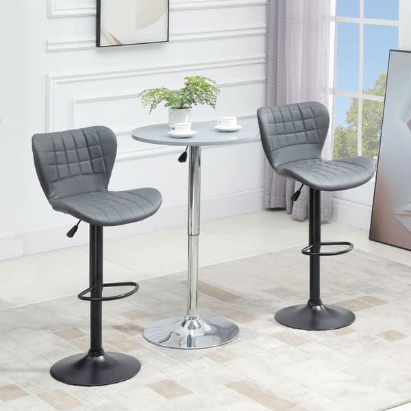 Barkrakk kjøkkensett med 2 stk med rygg og fotstøtte, høydejusterbar, sklisikker, opptil 120 kg, 47cm x 51,5 cm x 89-109 cm, grå