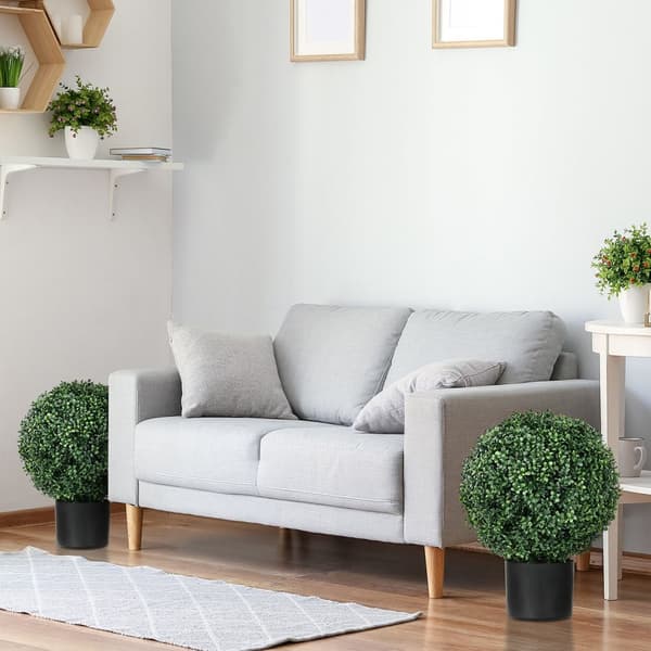 Konstgjorda växter, set med 2 UV-beständiga konstgjorda växter i blomkruka, 52 cm lådor, krukväxt för trädgård, vardagsrum, grön