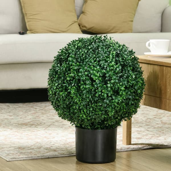 Konstgjorda växter, set med 2 UV-beständiga konstgjorda växter i blomkruka, 52 cm lådor, krukväxt för trädgård, vardagsrum, grön