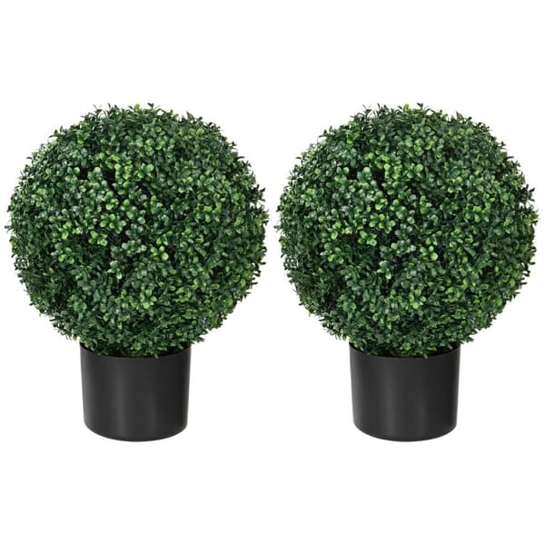 Konstgjorda växter, set med 2 UV-beständiga konstgjorda växter i blomkruka, 52 cm lådor, krukväxt för trädgård, vardagsrum, grön