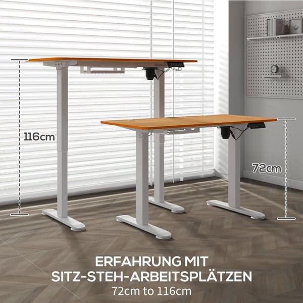 Barbord højdejusterbart, elektrisk, 120x60x72-116cm, med anti-kollision, kabelboks, krog til ophæng, spånplade, naturligt træ