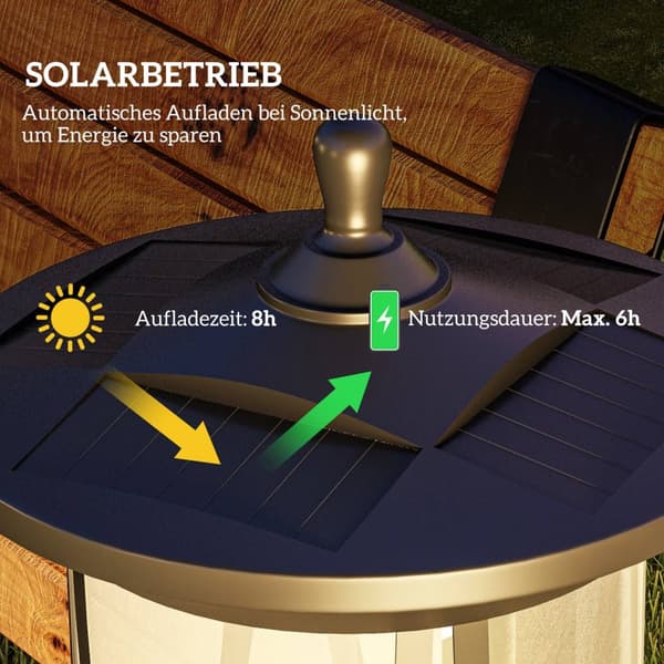 Solcellegatelys LED, IP44, ABS, 17W x 17D x 127H cm, med kjølig hvitt LED-lys, lyssensor, vanntett, for utendørs bruk, svart