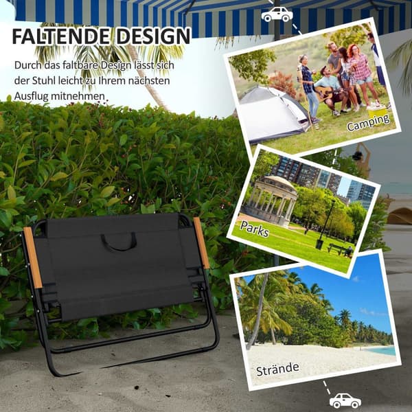 Havebænk sammenklappelig 2-personers campingbænk, op til 220 kg, til camping og terrasse, mesh, sort, 108x65x73cm
