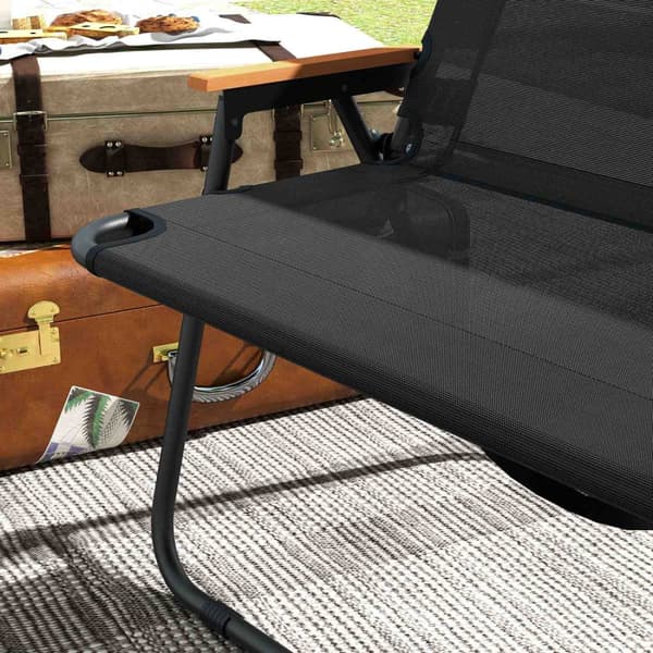 Havebænk sammenklappelig 2-personers campingbænk, op til 220 kg, til camping og terrasse, mesh, sort, 108x65x73cm