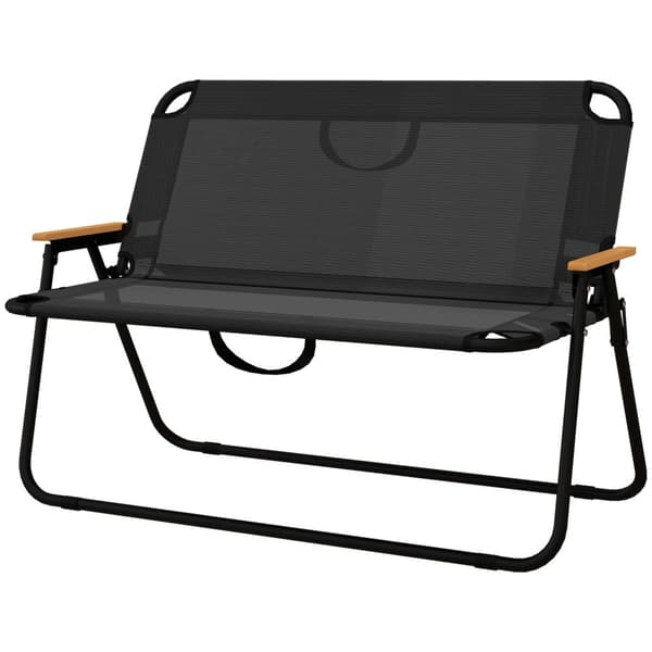 Havebænk sammenklappelig 2-personers campingbænk, op til 220 kg, til camping og terrasse, mesh, sort, 108x65x73cm