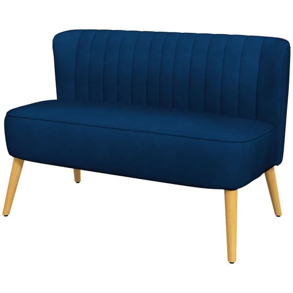 2-sits soffa, tvåsits, loveseat med linnelook, dubbelsoffa med träben, lastkapacitet upp till 150 kg, himmelsblå, 117 x 56,5 x 77 cm