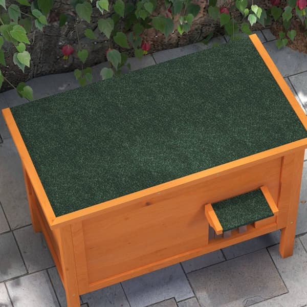 Kattehus i træ med dørgardin udendørs, isoleret, forhøjet design, til små dyr, orange, 60x60x81,5 cm