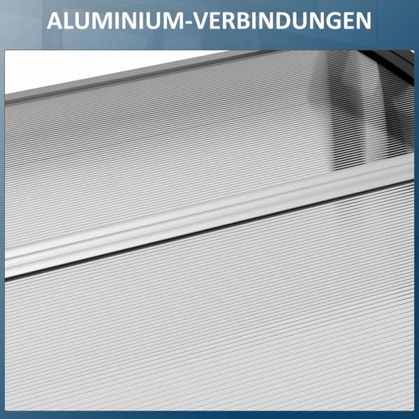 Baldakin for ytterdørs kalesje 90 x 295 cm, buet kalesje med UV-beskyttelse, inngangsdør tak solskjerming laget av polykarbonat regnbeskyttelse