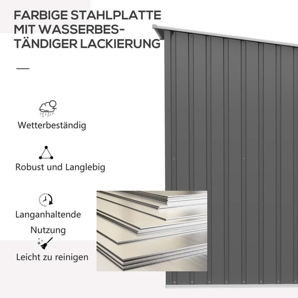 Terästyökaluvaja 0,92 m² lukittava puutarhakaappi kattokatolla, 100x103x160cm, harmaa