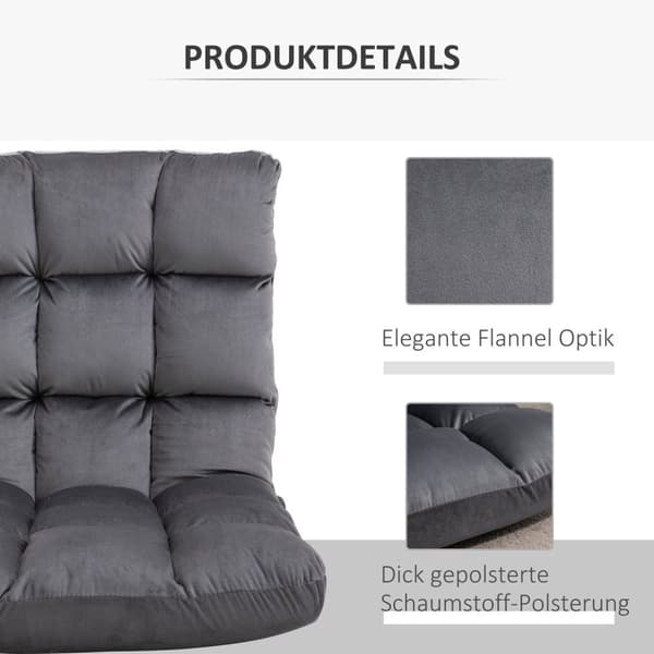 Golvstol 3-i-1 fällbart golv stolryggstöd 13 lägen sittdyna grå metallskum 55x71x53,5cm