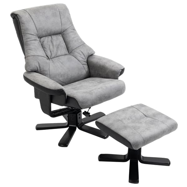 Avslappingsstol med krakk, roterende TV-stol, TV-stol med liggefunksjon, mikrofibergrå, 78 x 82,5 x 109 cm