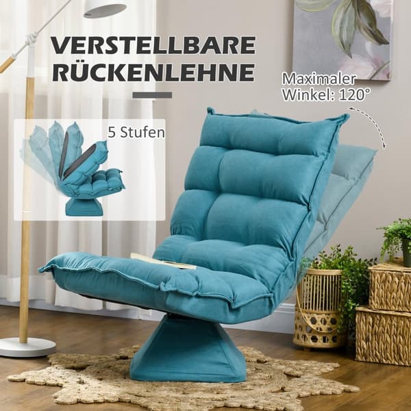 Gulvstol Justerbar Gulvsofa Drejelig Meditationsstol Relax Stol Lazy Sofa Dagligstue Kontor Blå