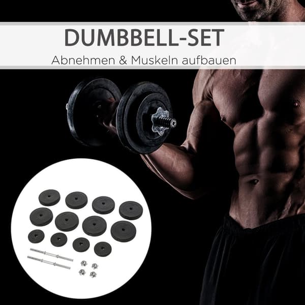 Hantelset med 2 hantlar, 50 kg hantelset med 2 hantelstänger, 12 vikter & 4 stjärnlås, stål, svart