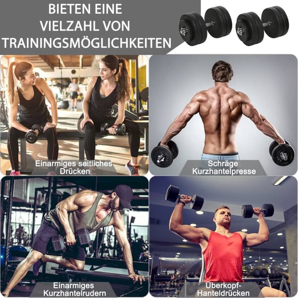 Hantelset med 2 hantlar, 50 kg hantelset med 2 hantelstänger, 12 vikter & 4 stjärnlås, stål, svart