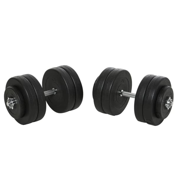 Hantelset med 2 hantlar, 50 kg hantelset med 2 hantelstänger, 12 vikter & 4 stjärnlås, stål, svart