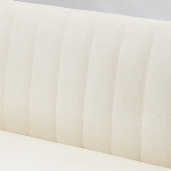 2-seters sofa, loveseat med linlook, dobbel sofa med treben, bæreevne opptil 150 kg, kremhvit, 117 x 56,5 x 77 cm