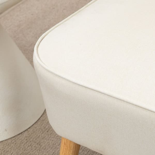 2-seters sofa, loveseat med linlook, dobbel sofa med treben, bæreevne opptil 150 kg, kremhvit, 117 x 56,5 x 77 cm