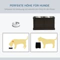 Miniatyrbillede 8 af 10: Hævede hundeskåle med opbevaringsplads, 2 skåle, til store hunde, vandskål, madskål, hundeskålsstativ, 60 cm x 30 cm x 34 cm, kaffe