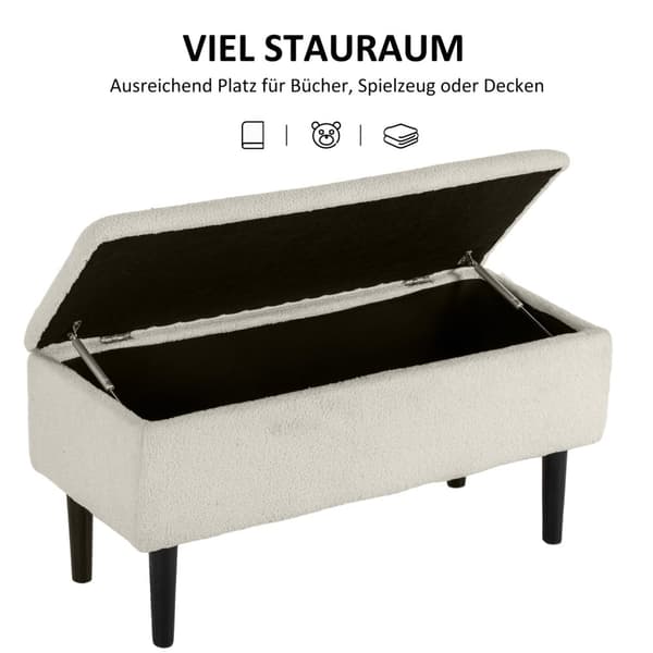 Benk med oppbevaringsplass, sengebenk, polstret benk med sammenleggbart lokk, fløyelslook, brystbenk til stue, soverom, 95 x 38 x 45 cm