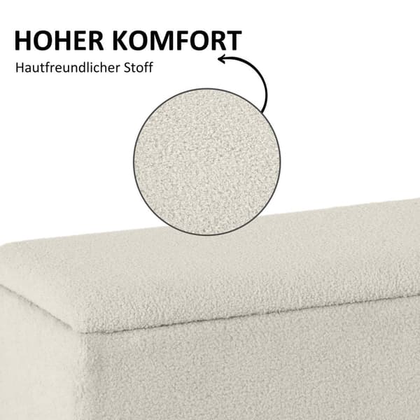 Benk med oppbevaringsplass, sengebenk, polstret benk med sammenleggbart lokk, fløyelslook, brystbenk til stue, soverom, 95 x 38 x 45 cm