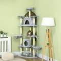 Miniatyrbillede 3 af 10: Stort kradsestolpe, 200H cm, XXL kattetræ med kattehuler, hængekøjer, kattekradsestolpe til store katte, stald, lysegrå
