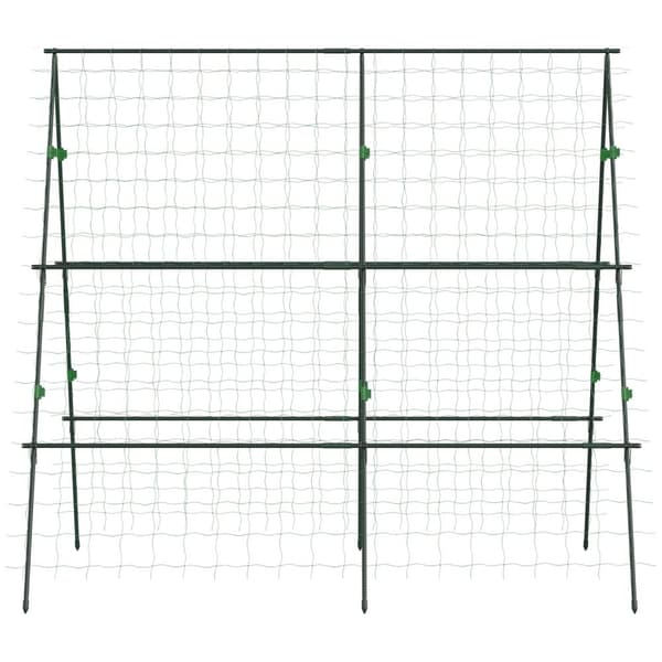 espalier, espalier, justerbar planteespalier, espalier, plantestillads med net, til have, stålramme, grøn, 180 x 100 x 180 cm
