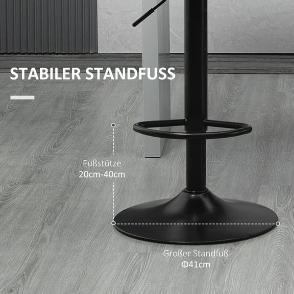 Kjøkken barkrakk sett med 2, høydejusterbar, 360° roterbar med rygg og fotstøtte, linlook, opptil 120 kg, 57,5 ​​x 52,5 x 93-114 cm, grå