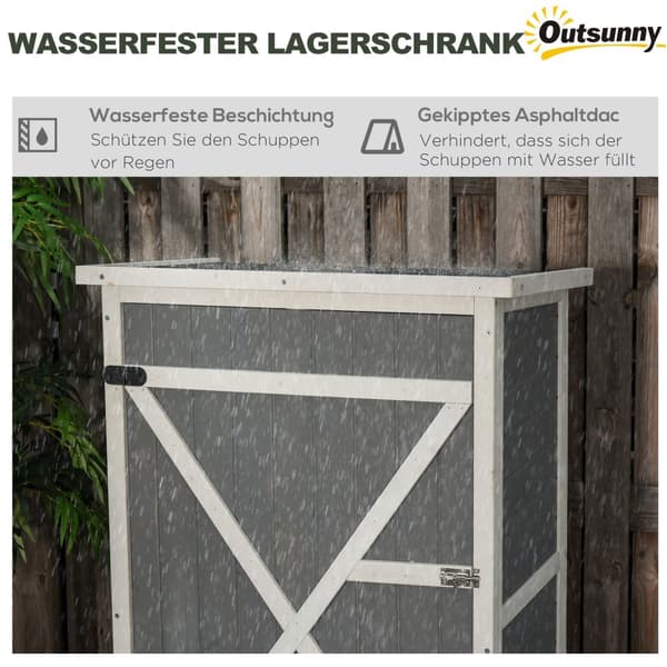Haveskur redskabsskur hylder gran sort + grå + hvid 75x56x115cm