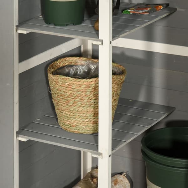 Haveskur redskabsskur hylder gran sort + grå + hvid 75x56x115cm