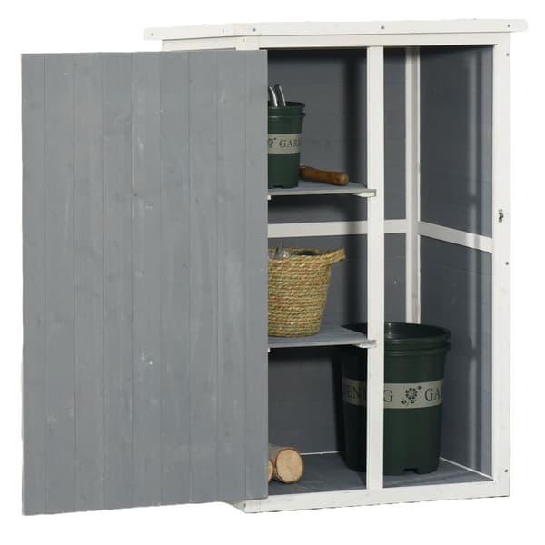 Haveskur redskabsskur hylder gran sort + grå + hvid 75x56x115cm