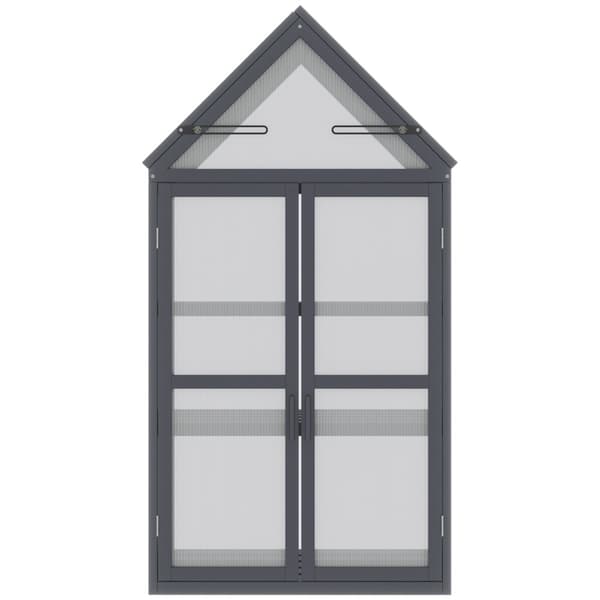 Koldramme minidrivhus 3 plan drivhusplantebed med hængslet tag dobbeltdøre lavet af naturtræ 70,5 x 42 x 132 cm