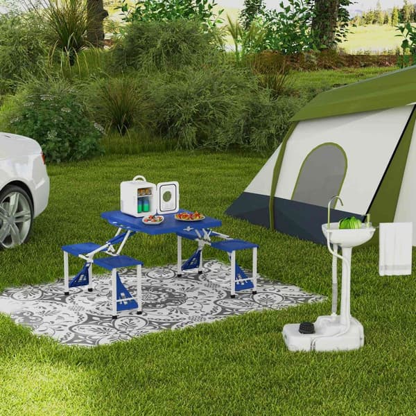 Bærbar håndvask Have Udendørs Camping Voyager med håndklædeholder Vandtank 17L fodpumpe 51 x 33,5 x 103 cm Grå