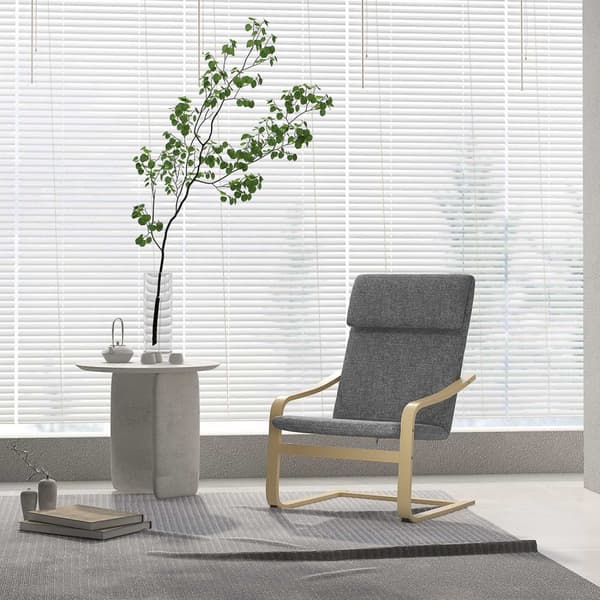 Rentoutumistuoli, lepotuoli, lepotuoli tyynyillä, keinutuoli, liinavaatteinen ruokatuoli olohuoneeseen, koivua, tummanharmaa 66,5 x 80 x 99cm