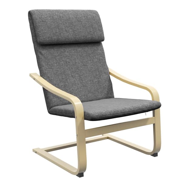Rentoutumistuoli, lepotuoli, lepotuoli tyynyillä, keinutuoli, liinavaatteinen ruokatuoli olohuoneeseen, koivua, tummanharmaa 66,5 x 80 x 99cm
