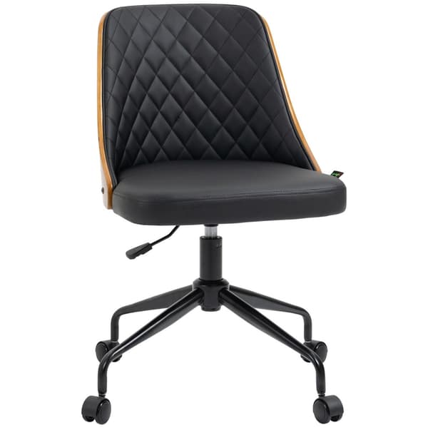 Kontorstol uden armlæn, ergonomisk skrivebordsstol, højdejusterbar, drejestol, sort