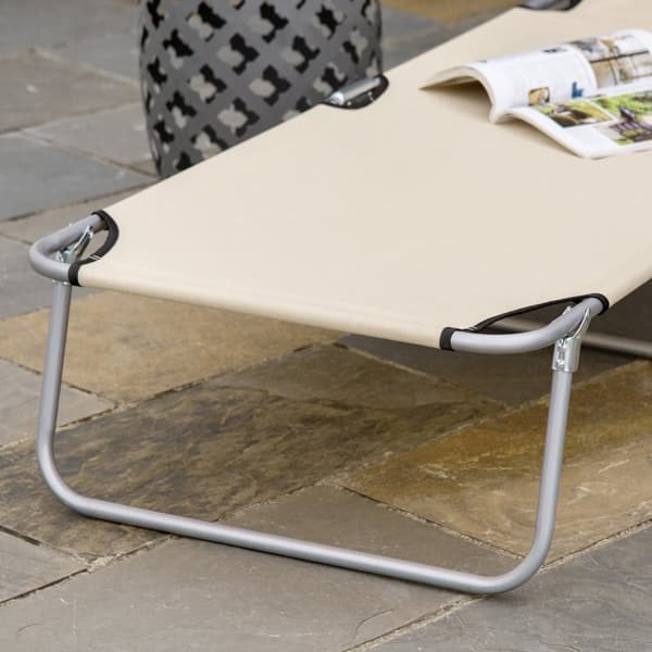 Solseng hage solseng velvære solseng strand solseng sammenleggbar med solbeskyttelse beige 187 x 58 x 36 cm
