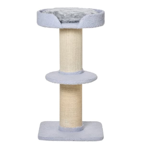 Skrapstolpe, lastkapacitet 30kg, lekträd med skrapstolpe, plattform, sisal, ljusblå, 45x45x91cm