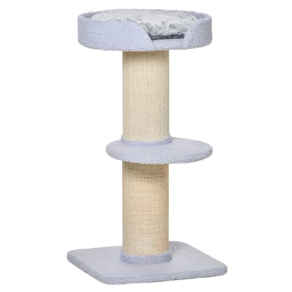 Raaputustolppa, kantavuus 30kg, leikkipuu raaputustolppalla, alusta, sisal, vaaleansininen, 45x45x91cm
