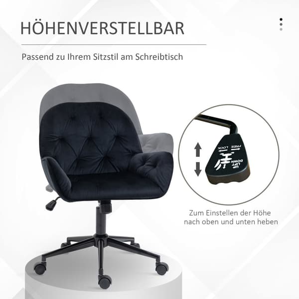 Olohuoneen tuolit, korkeussäädettävä kääntötuoli, korkeussäädettävä pöytätuoli, samettinen look, musta