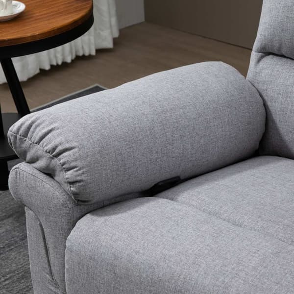 Afslapningsstol med lænefunktion, 165° tilt, sammenklappelig fodstøtte, linned touch, hvilestol, tv-stol, 91 x 92 x 102 cm, lysegrå