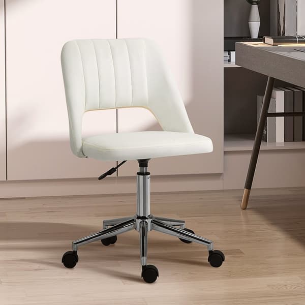 Svingstol stue, kontorstol liten, høydejusterbar skrivebordsstol, beige