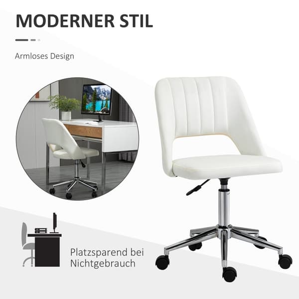 Svingstol stue, kontorstol liten, høydejusterbar skrivebordsstol, beige