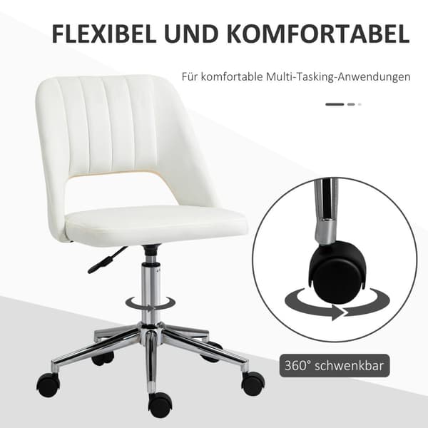 Svingstol stue, kontorstol liten, høydejusterbar skrivebordsstol, beige