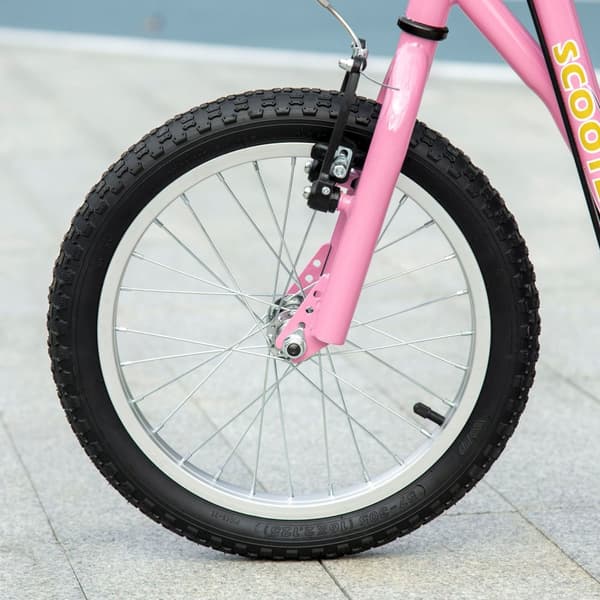 Børnescooter med bremser 16/12 tommer scooter city scooter børnescooter kickboard til 5+ år børn pink 135 x 58 x 92-100 cm