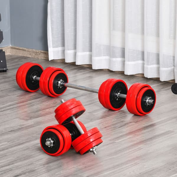 2-I-1 manualsett 20/30kg justerbart stål PP plast rød + svart