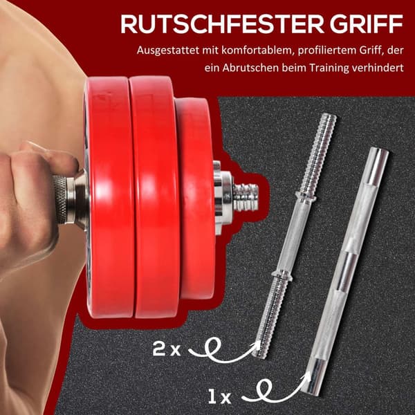 2-I-1 manualsett 20/30kg justerbart stål PP plast rød + svart